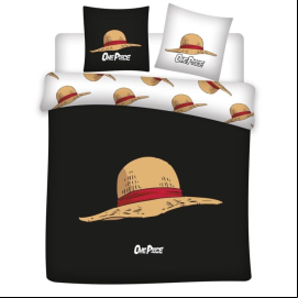 ONE PIECE - Parure de lit 240x220cm + 2x65x65cm - Chapeau de paille 